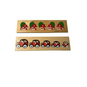 Simplex Vintage Wood Peg Puzzle House and Willis Toys Puzzle Cars Toy READ